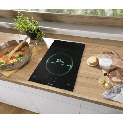 Варильна поверхня Gorenje індукційна, 30см, Доміно, PowerBoost, TouchControl, поєднання конфорок, чорний (GI3201BC)