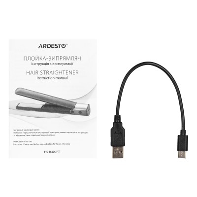 Випрямляч Ardesto Pink Touch, 50Вт, 160-200C, акумуляторний, кераміка, USB-C > USB-A, сірий+рожевий (HS-R300PT) Випрямляч Ardesto Pink Touch, 50Вт, 160-200C, акумуляторний, кераміка, USB-C > USB-A, сірий+рожевий (HS-R300PT)