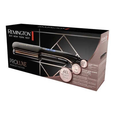 Випрямляч Remington PROluxe Midnight Wide Plate Straightener, темп.режимов-9, 150-230С, чохол, дісплей, кераміка, чорний (S9150B Випрямляч Remington PROluxe Midnight Wide Plate Straightener, темп.режимов-9, 150-230С, чохол, дісплей, кераміка, чорний (S9150B