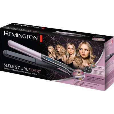 Випрямляч Remington Sleek&Curl Expert, 45Вт, темп.режимів-9, 150-230С, дисплей, кераміка, титан , бузково-чорний (S6700) Випрямляч Remington Sleek&Curl Expert, 45Вт, темп.режимів-9, 150-230С, дисплей, кераміка, титан , бузково-чорний (S6700)