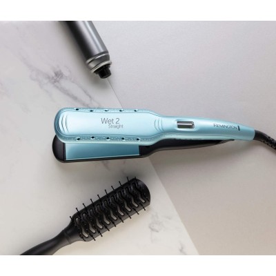 Випрямляч Remington Wet 2 Straight, 62Вт, темп.режимів-10, 140-230С, дисплей, кераміка, блакитний (S7350) Випрямляч Remington Wet 2 Straight, 62Вт, темп.режимів-10, 140-230С, дисплей, кераміка, блакитний (S7350)