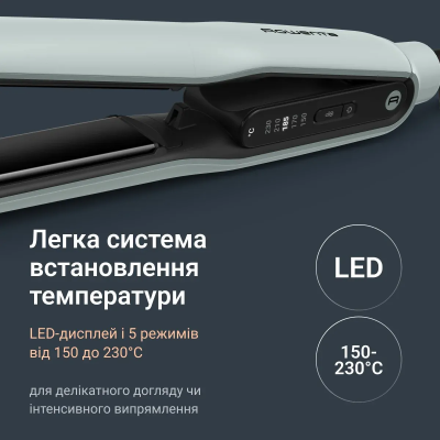 Випрямляч Rowenta Thermoglide, темп.режимів-5, 150-230С, іонізація, титан, світло-зелений (SF5120E0) Випрямляч Rowenta Thermoglide, темп.режимів-5, 150-230С, іонізація, титан, світло-зелений (SF5120E0)