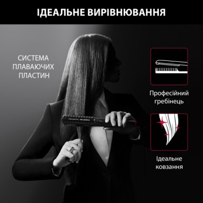 Випрямляч Rowenta x Karl Lagerfeld K/Pro Stylist Straightener, темп.режимів-8, 140-210С, дисплей, іонізація, кераміка, чорний (S Випрямляч Rowenta x Karl Lagerfeld K/Pro Stylist Straightener, темп.режимів-8, 140-210С, дисплей, іонізація, кераміка, чорний (S