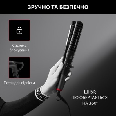 Випрямляч Rowenta x Karl Lagerfeld K/Pro Stylist Straightener, темп.режимів-8, 140-210С, дисплей, іонізація, кераміка, чорний (S Випрямляч Rowenta x Karl Lagerfeld K/Pro Stylist Straightener, темп.режимів-8, 140-210С, дисплей, іонізація, кераміка, чорний (S