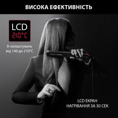 Випрямляч Rowenta x Karl Lagerfeld K/Pro Stylist Straightener, темп.режимів-8, 140-210С, дисплей, іонізація, кераміка, чорний (S Випрямляч Rowenta x Karl Lagerfeld K/Pro Stylist Straightener, темп.режимів-8, 140-210С, дисплей, іонізація, кераміка, чорний (S