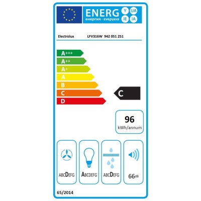 Витяжка Electrolux вертикальна, 60см, 600м куб год., білий (LFV316W) Витяжка Electrolux вертикальна, 60см, 600м куб год., білий (LFV316W)