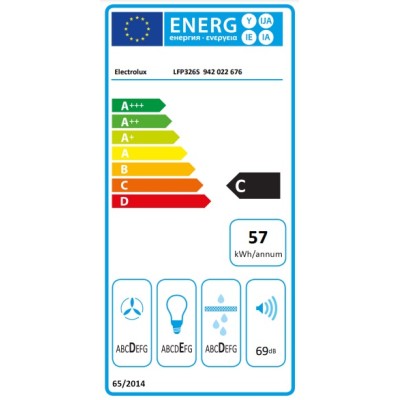 Витяжка Electrolux телескопічна, 59см, 410м.куб/год., сірий (LFP326S)