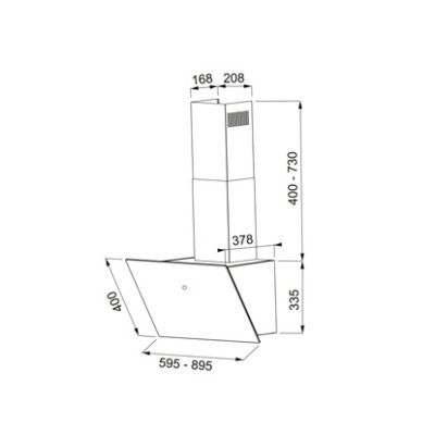 Витяжка Faber похила, 60см, 1160м.куб/год, VRT BK A60 2LS, чорний