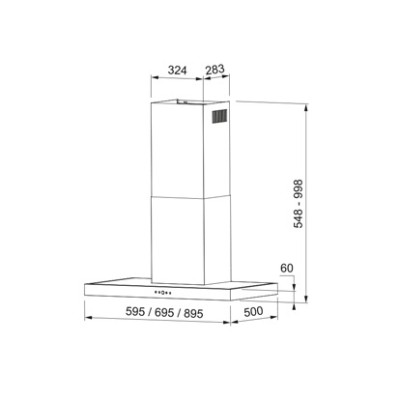 Витяжка Faber Т-подібна, 60см, 1180м.куб/год, TSP X A60 2LS, нерж