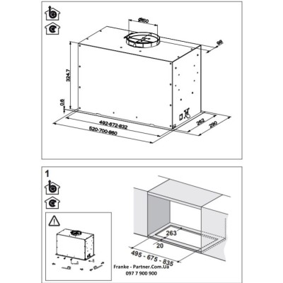 Витяжка Franke вбудовувана 70см, 1120м.куб/год, Box Flush Evo FBFE BK MATT A70, чорний