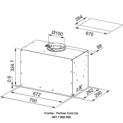 Витяжка Franke вбудовувана 70см, 1120м.куб/год, Box Flush Evo FBFE XS A70, нерж