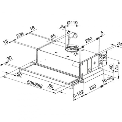 Витяжка Franke телескопічна, 90см, 702м.куб/год, Flexa FTC912XSLED1, нерж
