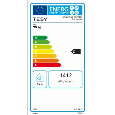 Водонагрівач електр. TESY Modeco Ceramic S круглий із теплообмінником GCV6S 804724D C21 TS2RCP, 80л, 2,4кВт, сухий тен, мех. кер Водонагрівач електр. TESY Modeco Ceramic S круглий із теплообмінником GCV6S 804724D C21 TS2RCP, 80л, 2,4кВт, сухий тен, мех. кер