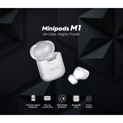 Гарнітура TECNO Minipods M1 Mono White (4895180759475) Гарнітура TECNO Minipods M1 Mono White (4895180759475)