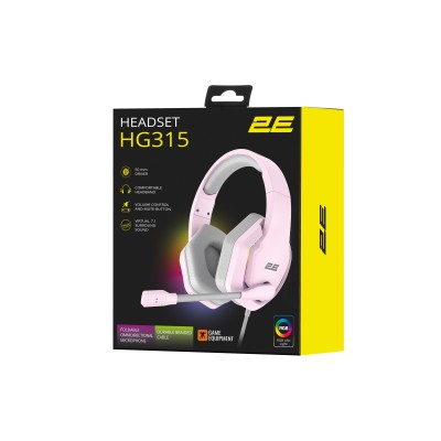 Гарнітура ігрова 2E GAMING HG315, 7.1, USB-A, RGB, 2м, рожевий (2E-HG315PK-7.1) Гарнітура ігрова 2E GAMING HG315, 7.1, USB-A, RGB, 2м, рожевий (2E-HG315PK-7.1)