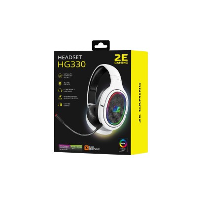 Гарнітура ігрова 2E GAMING HG330, 7.1, USB-A, RGB, 2м, білий (2E-HG330WT-7.1)