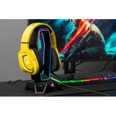 Гарнітура ігрова 2E GAMING HG340, mini-jack/dual 3.5mm, RGB, 2м, жовтий (2E-HG340YW)