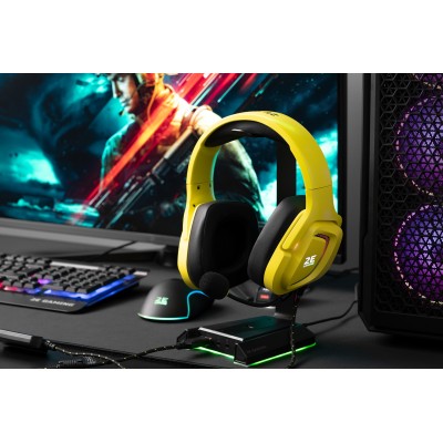Гарнітура ігрова 2E GAMING HG340, mini-jack/dual 3.5mm, RGB, 2м, жовтий (2E-HG340YW)