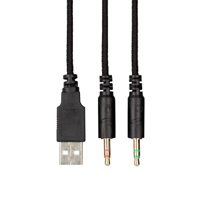 Гарнітура ігрова 2E GAMING HG340, mini-jack/dual 3.5mm, RGB, 2м, чорний (2E-HG340BK)