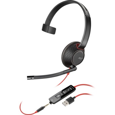 Гарнітура комп'ютерна моно On-ear Poly Blackwire 5210, USB-A, USB-C, 3.5 мм, всеспрямований, чорний Гарнітура комп'ютерна моно On-ear Poly Blackwire 5210, USB-A, USB-C, 3.5 мм, всеспрямований, чорний
