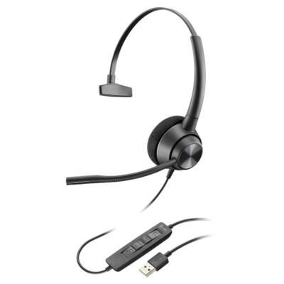 Гарнітура комп'ютерна моно On-ear Poly EncorePro 310, USB-A, всеспрямований, чорний Гарнітура комп'ютерна моно On-ear Poly EncorePro 310, USB-A, всеспрямований, чорний