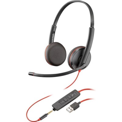 Гарнітура комп'ютерна стерео On-ear Poly Blackwire 3225 HS, USB-A, 3.5 мм, всеспрямований, чорний Гарнітура комп'ютерна стерео On-ear Poly Blackwire 3225 HS, USB-A, 3.5 мм, всеспрямований, чорний