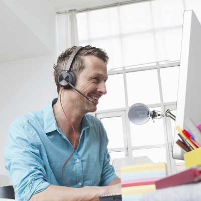 Гарнітура комп'ютерна стерео On-ear Poly Blackwire 8225-M, USB-A, USB-C, всеспрямований, ANC, Acoustic Fence, Microsoft Teams, ч
