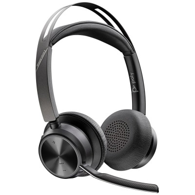 Гарнітура комп'ютерна стерео On-ear Poly Voyager Focus 2, USB-A, Bluetooth, всеспрямований, ANC, Acoustic fence, чорний Гарнітура комп'ютерна стерео On-ear Poly Voyager Focus 2, USB-A, Bluetooth, всеспрямований, ANC, Acoustic fence, чорний