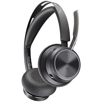 Гарнітура комп'ютерна стерео On-ear Poly Voyager Focus 2, USB-A, Bluetooth, всеспрямований, ANC, Acoustic fence, чорний Гарнітура комп'ютерна стерео On-ear Poly Voyager Focus 2, USB-A, Bluetooth, всеспрямований, ANC, Acoustic fence, чорний