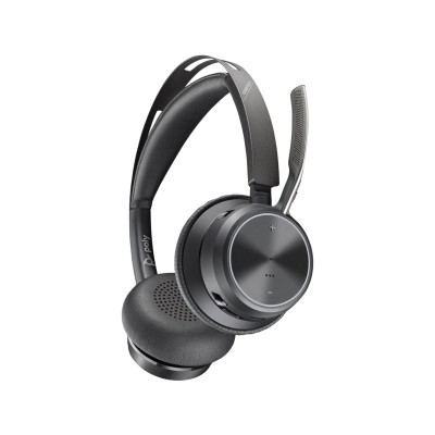 Гарнітура комп'ютерна стерео On-ear Poly Voyager Focus 2, USB-A, Bluetooth, всеспрямований, ANC, Acoustic fence, чорний Гарнітура комп'ютерна стерео On-ear Poly Voyager Focus 2, USB-A, Bluetooth, всеспрямований, ANC, Acoustic fence, чорний