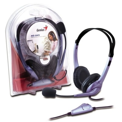 Гарнітура ПК стерео Genius HS-04S, 2х mini-jack, 2м, (31710025100) фіолетовий Гарнітура ПК стерео Genius HS-04S, 2х mini-jack, 2м, (31710025100) фіолетовий