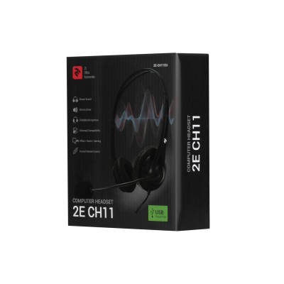 Гарнітура ПК стерео On-ear 2E CH11 USB, omni-mic, 2м, чорний (2E-CH11SU) Гарнітура ПК стерео On-ear 2E CH11 USB, omni-mic, 2м, чорний (2E-CH11SU)