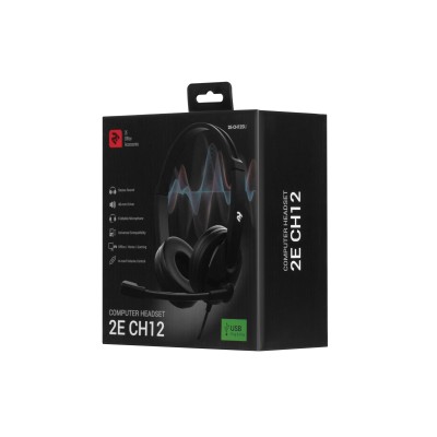 Гарнітура ПК стерео On-ear 2E CH12 USB, omni-mic, 2м, чорний (2E-CH12SU) Гарнітура ПК стерео On-ear 2E CH12 USB, omni-mic, 2м, чорний (2E-CH12SU)