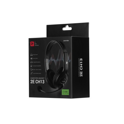 Гарнітура ПК стерео Over-ear 2E CH13 USB, omni-mic, 2м, чорний (2E-CH13SU) Гарнітура ПК стерео Over-ear 2E CH13 USB, omni-mic, 2м, чорний (2E-CH13SU)