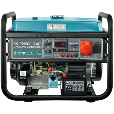 Генератор бензиновий Konner&Sohnen KS 10000E-3, 400В, 7.5кВт, 3 фази, АВР (ATS), електростартер, 89.2кг (KS10000E-3ATS)
