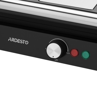 Гриль Ardesto прижимний 1800Вт, розкриття на 180°, чорно-сріблястий (GH-1800MB) Гриль Ardesto прижимний 1800Вт, розкриття на 180°, чорно-сріблястий (GH-1800MB)