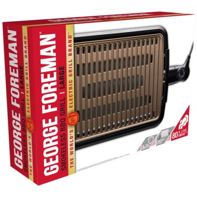Гриль George Foreman барбекю Smokeless BBQ Grill 1606Вт, темп. режимів-3, з`ємні пластини, пластик, чорний (25850-56) Гриль George Foreman барбекю Smokeless BBQ Grill 1606Вт, темп. режимів-3, з`ємні пластини, пластик, чорний (25850-56)