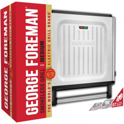 Гриль George Foreman прижимний Smokeless Grill 1575Вт, темп. режимів-1, з`ємні пластини, пластик, чорний (28000-56) Гриль George Foreman прижимний Smokeless Grill 1575Вт, темп. режимів-1, з`ємні пластини, пластик, чорний (28000-56)