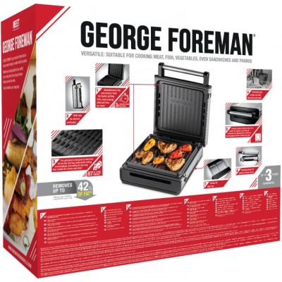 Гриль George Foreman прижимний Smokeless Grill 1575Вт, темп. режимів-1, з`ємні пластини, пластик, чорний (28000-56) Гриль George Foreman прижимний Smokeless Grill 1575Вт, темп. режимів-1, з`ємні пластини, пластик, чорний (28000-56)