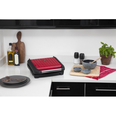 Гриль Russell Hobbs прижимний Family SteelGrill 1650Вт, темп. режимів-1, метал, червоно-чорний (25040-56)