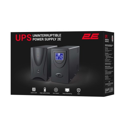 Джерело безперебійного живлення 2E DD2000, 2000VA/1200W, LCD, USB, 2xSchuko (2E-DD2000) Джерело безперебійного живлення 2E DD2000, 2000VA/1200W, LCD, USB, 2xSchuko (2E-DD2000)