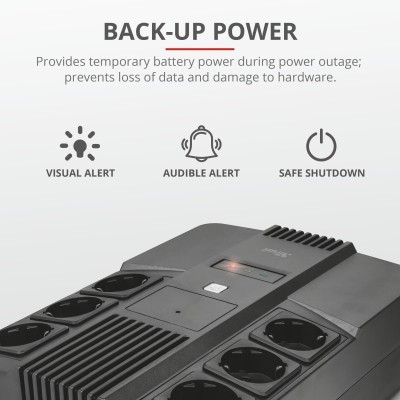 Джерело безперебійного живлення Trust Maxxon 800VA UPS with 6 standard wall power outlets BLACK (23326_TRUST) Джерело безперебійного живлення Trust Maxxon 800VA UPS with 6 standard wall power outlets BLACK (23326_TRUST)