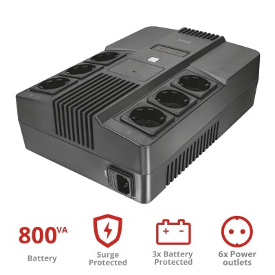 Джерело безперебійного живлення Trust Maxxon 800VA UPS with 6 standard wall power outlets BLACK (23326_TRUST) Джерело безперебійного живлення Trust Maxxon 800VA UPS with 6 standard wall power outlets BLACK (23326_TRUST)