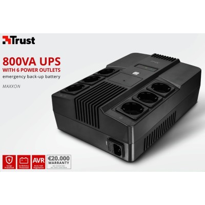 Джерело безперебійного живлення Trust Maxxon 800VA UPS with 6 standard wall power outlets BLACK (23326_TRUST) Джерело безперебійного живлення Trust Maxxon 800VA UPS with 6 standard wall power outlets BLACK (23326_TRUST)