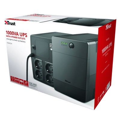Джерело безперебійного живлення Trust Paxxon 1000VA UPS with 4 standard wall power outlets BLACK (23504_TRUST) Джерело безперебійного живлення Trust Paxxon 1000VA UPS with 4 standard wall power outlets BLACK (23504_TRUST)