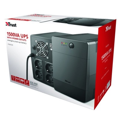 Джерело безперебійного живлення Trust Paxxon 1500VA UPS with 4 standard wall power outlets BLACK (23505_TRUST) Джерело безперебійного живлення Trust Paxxon 1500VA UPS with 4 standard wall power outlets BLACK (23505_TRUST)