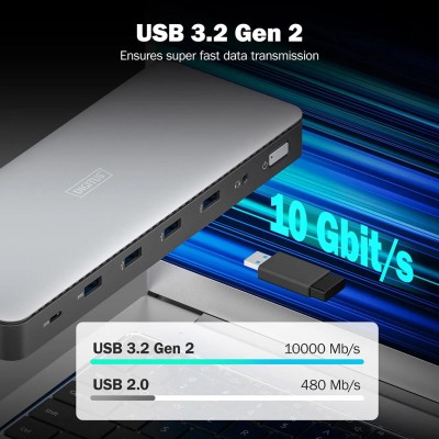Док-станція DIGITUS USB-C > 3xHDMI/2xDP/4xUSB-A/USB-C/RJ54/DC/Audio Док-станція DIGITUS USB-C > 3xHDMI/2xDP/4xUSB-A/USB-C/RJ54/DC/Audio