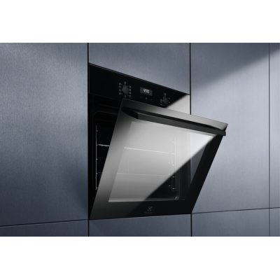 Духова шафа Electrolux електрична, 65л, А, пара, дисплей, конвекція, телескопічні напрямні, чорний (KODEF70BZ)