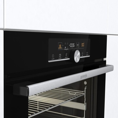 Духова шафа Gorenje електрична, 77л, A+, дисплей, покрокове випікання, чорний (BOSX6747A01BG)