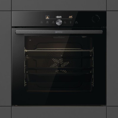 Духова шафа Gorenje електрична, 77л, A+, пара, дисплей, готування на різних рівнях, піроліз, Wi-Fi, чорний (BPSA6747DGWI)